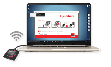 Laptop with Barco Clickshare button and interface